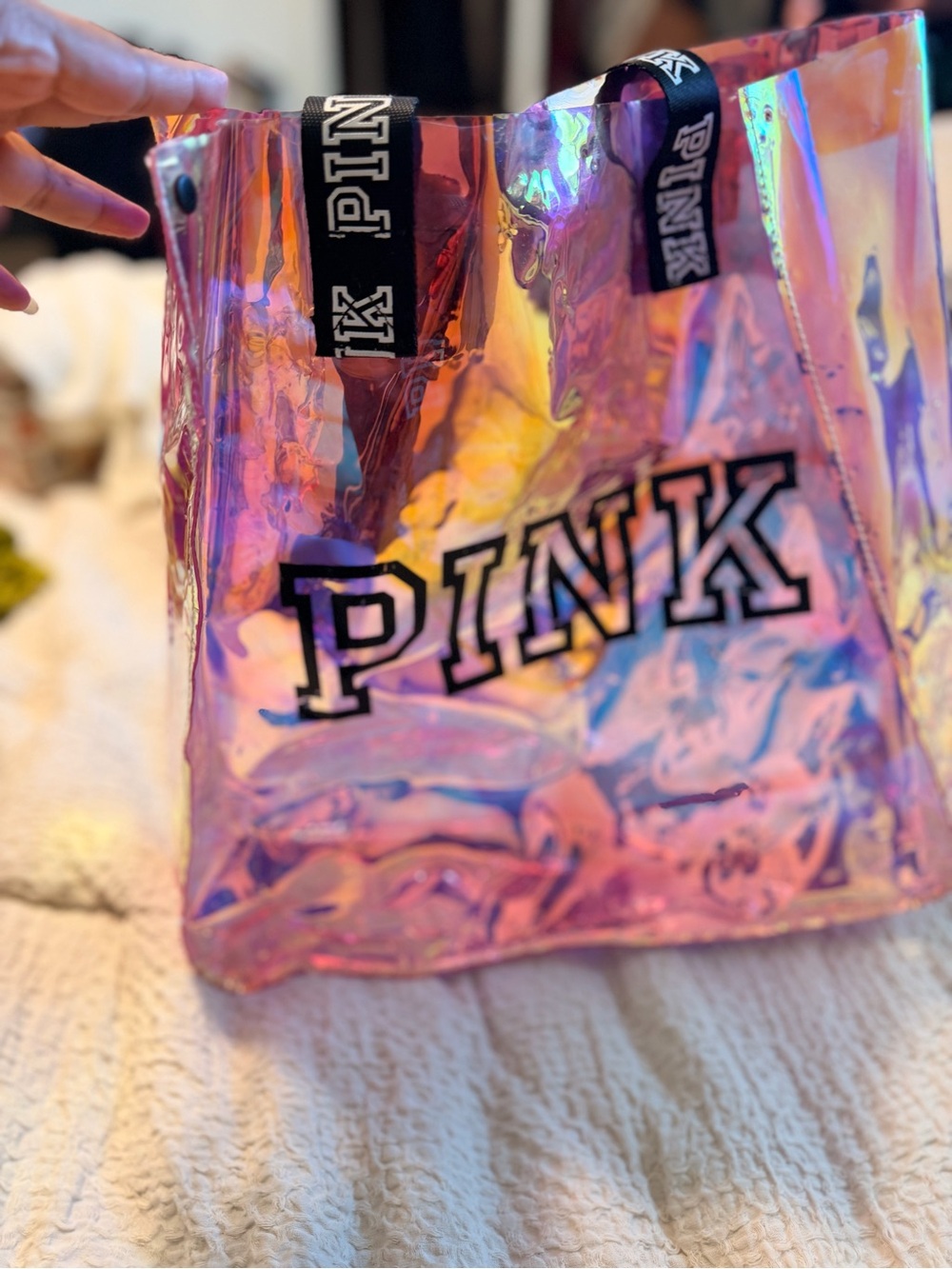 PINK Victoria's Secret Iridescent Pink Holographic Tote
